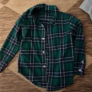 Janie and Jack Green and White Button Down Shirt